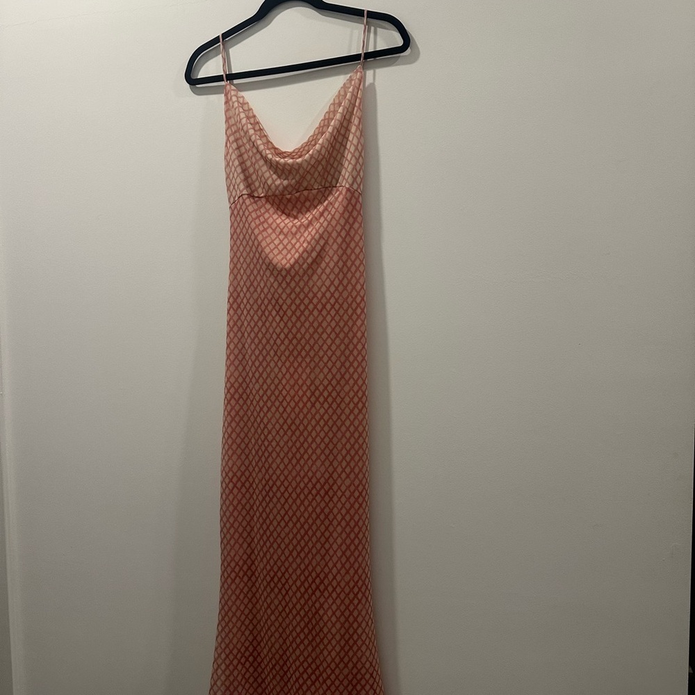 Zara Peach and Black Patterned Maxi Dress